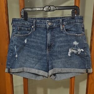 Old Navy Medium Blue Ripped Jean Shorts